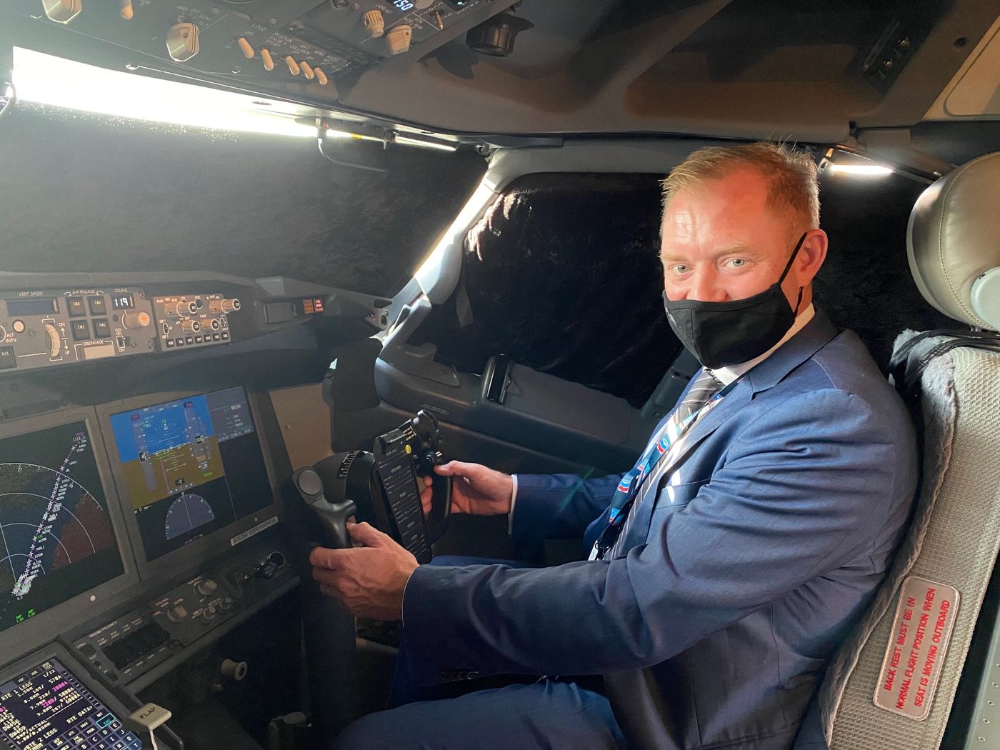 Adam on an aircraft flight deck